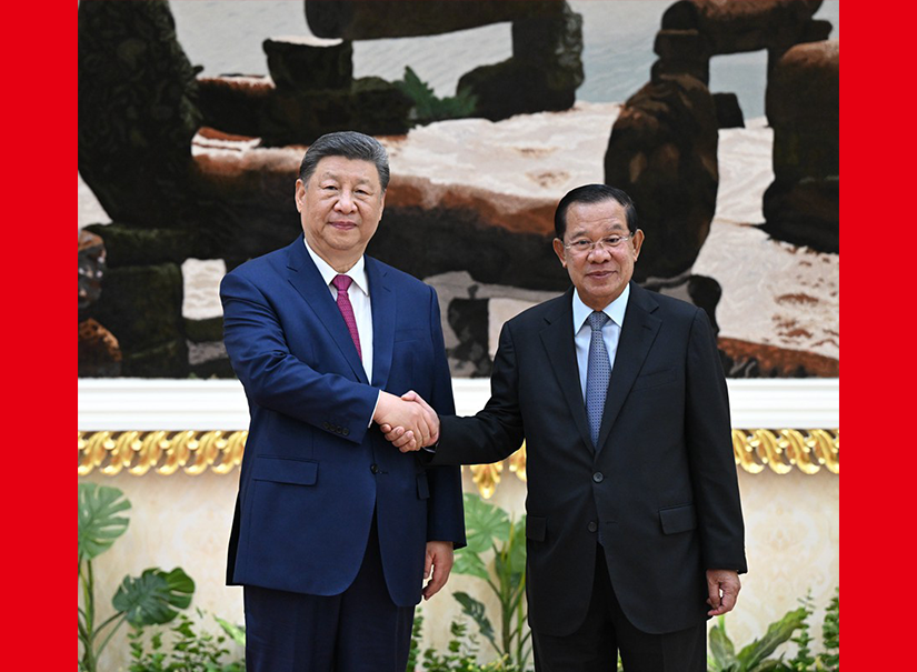 習(xí)近平會(huì)見柬埔寨人民黨主席、參議院主席洪森